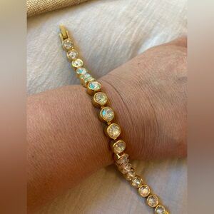 Touchstone Crystal by Swarovski Bezel Set Clear Vibrant Crystals Bracelet